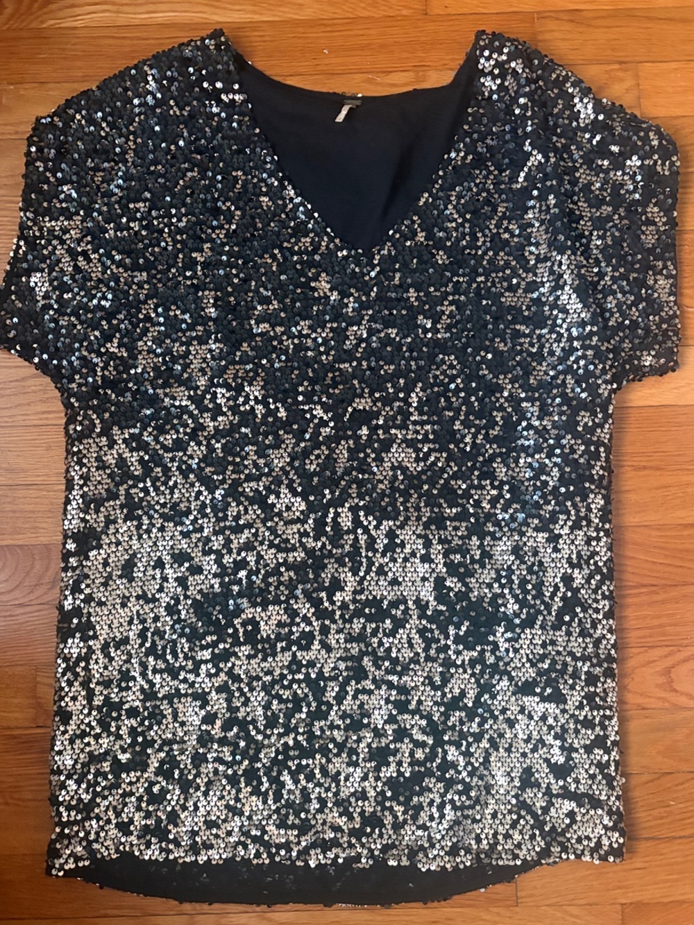 Free People Women's Black Sequin V-Neck Party Dress/Top